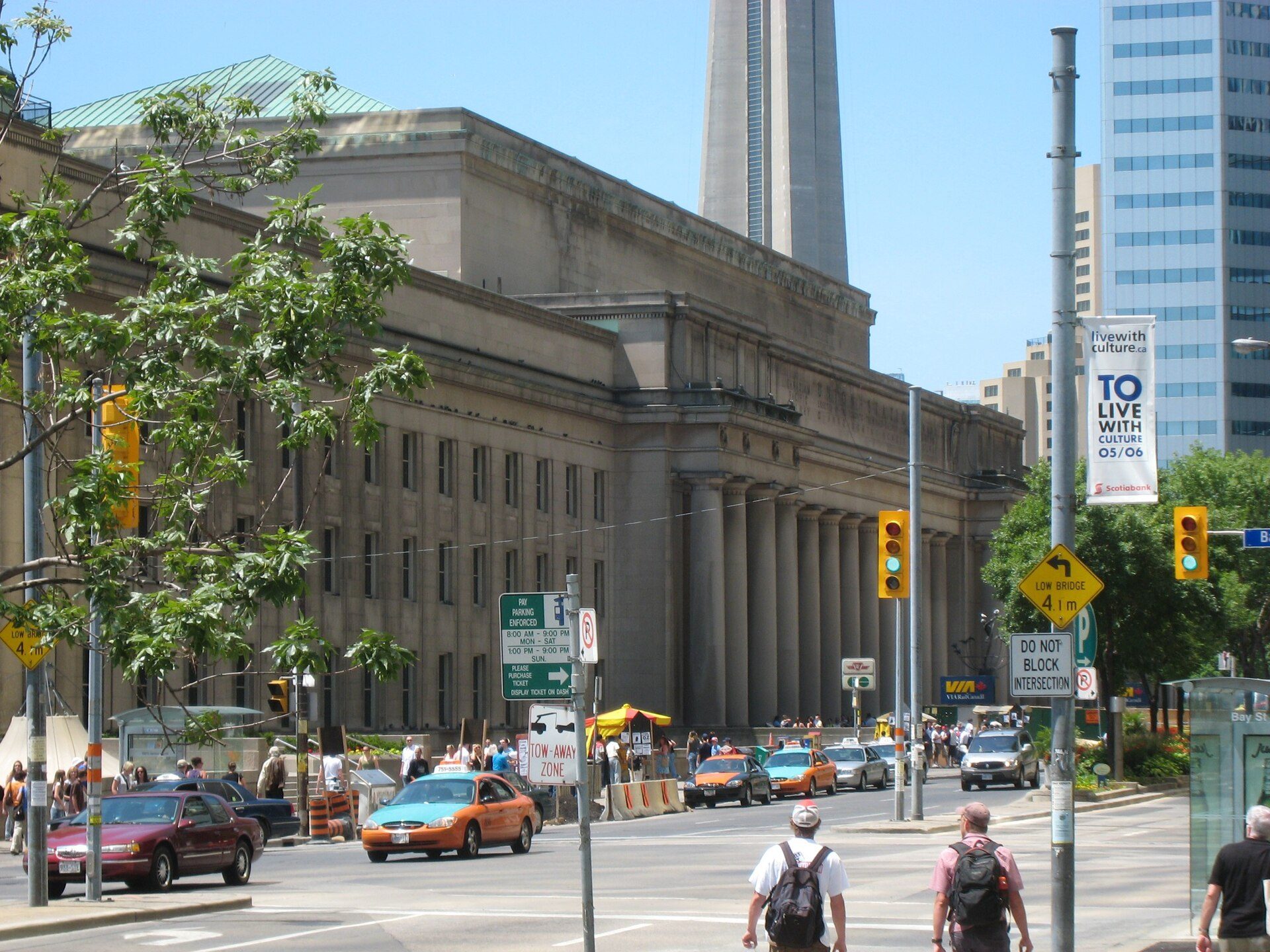 The last stretch from Union Station toward the waterfront. A short walk, one light.